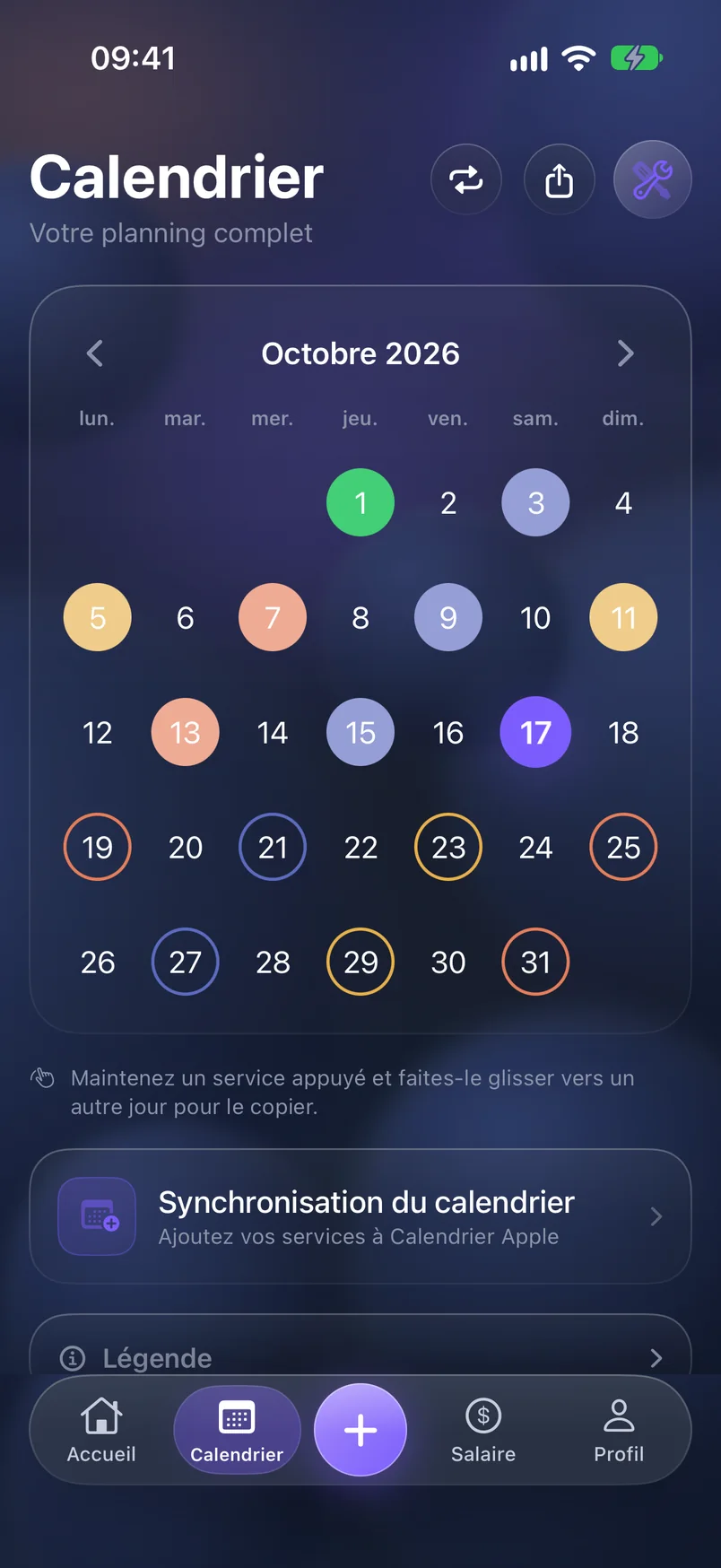 Calendrier — ShiftMoon