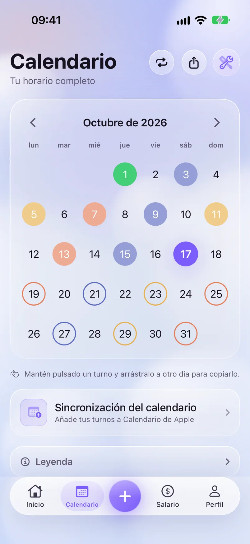 Calendario — ShiftMoon