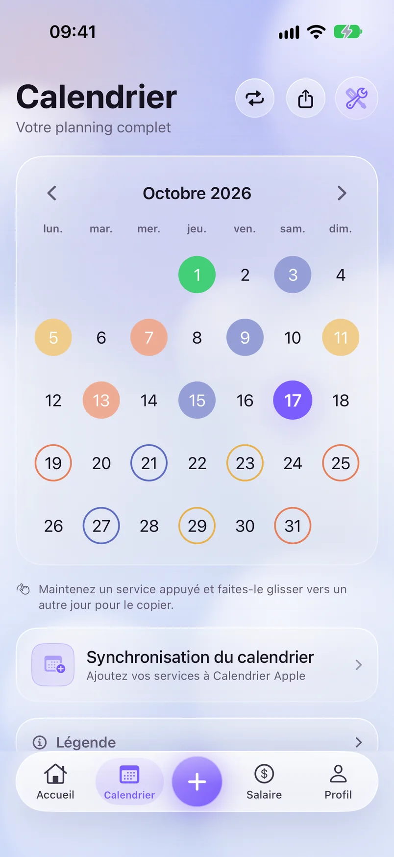 Calendrier — ShiftMoon