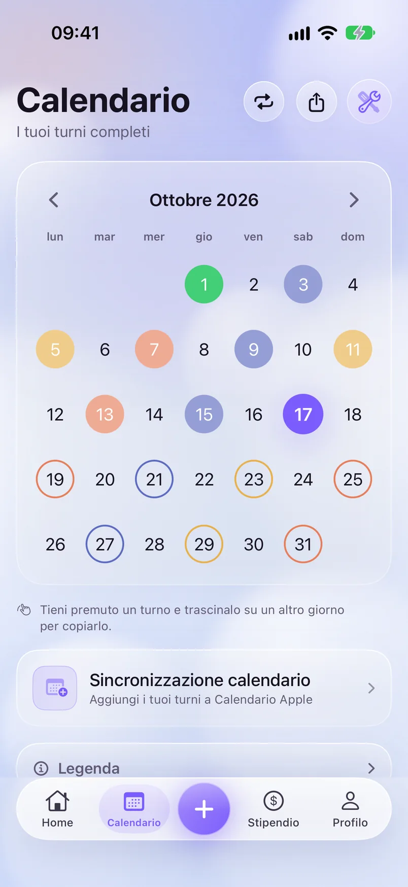 Calendario — ShiftMoon