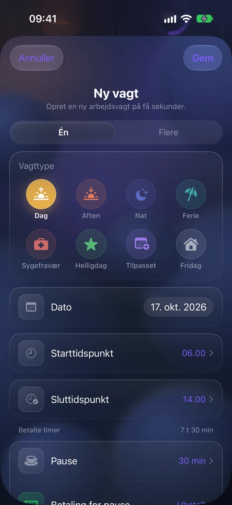 Ny vagt — ShiftMoon
