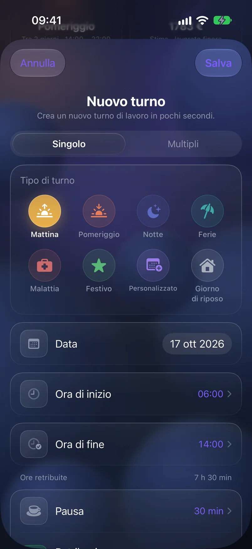 Nuovo turno — ShiftMoon