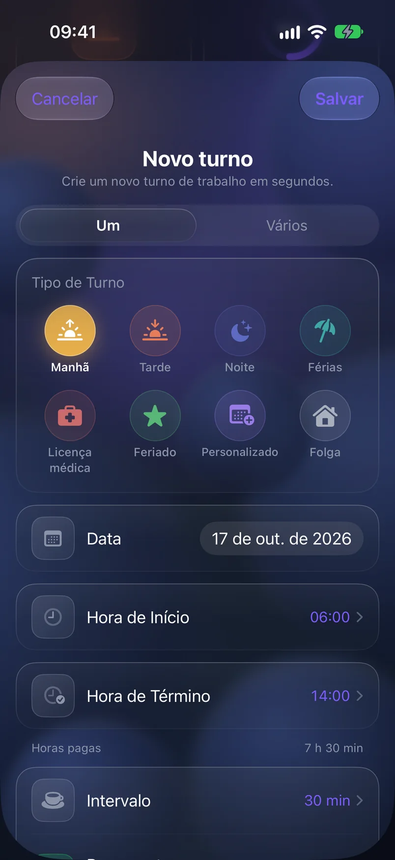 Novo turno — ShiftMoon