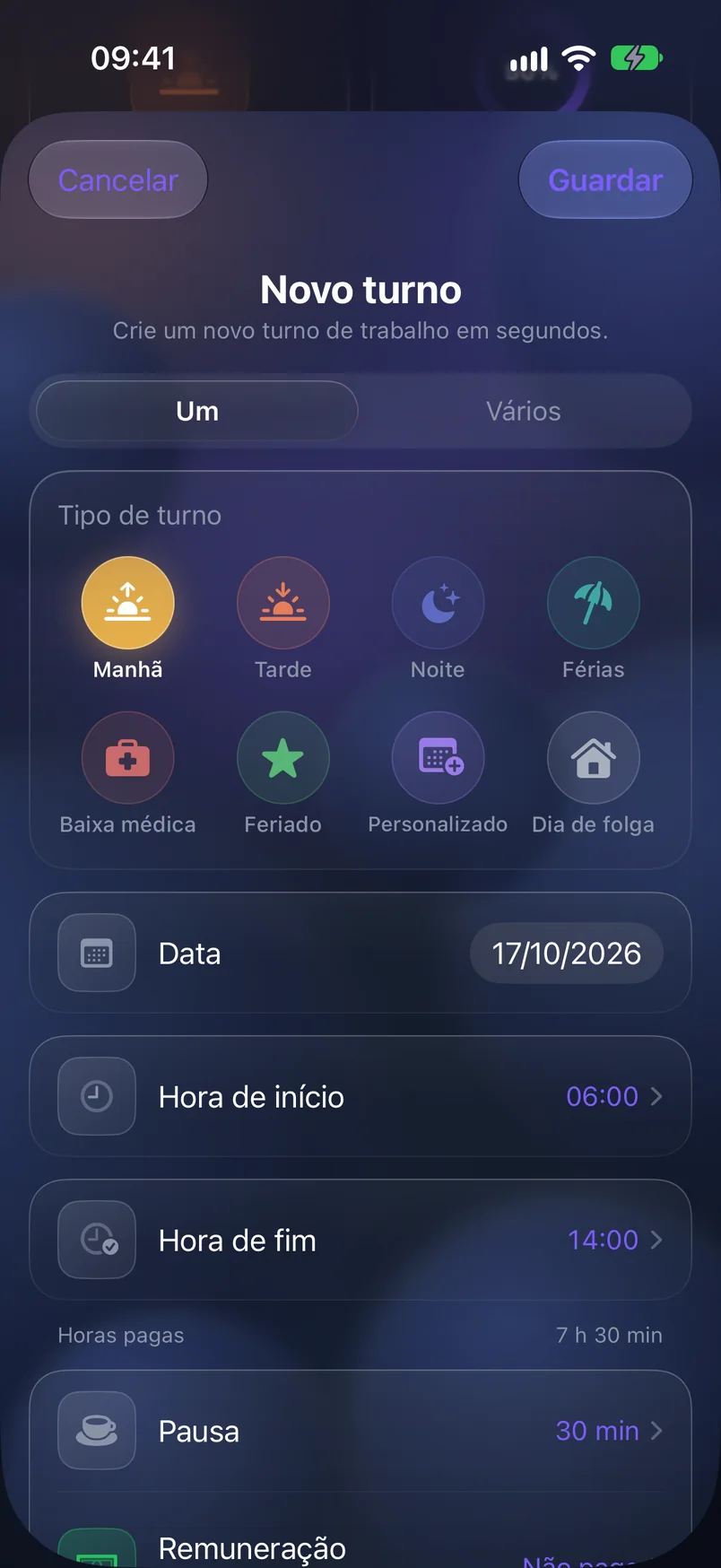Novo turno — ShiftMoon