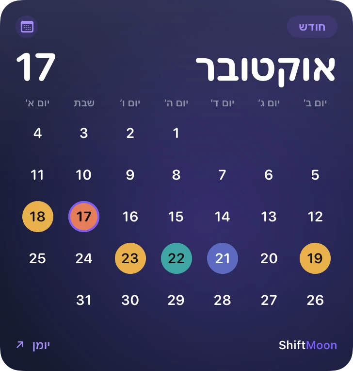 החודש שלכם — ShiftMoon